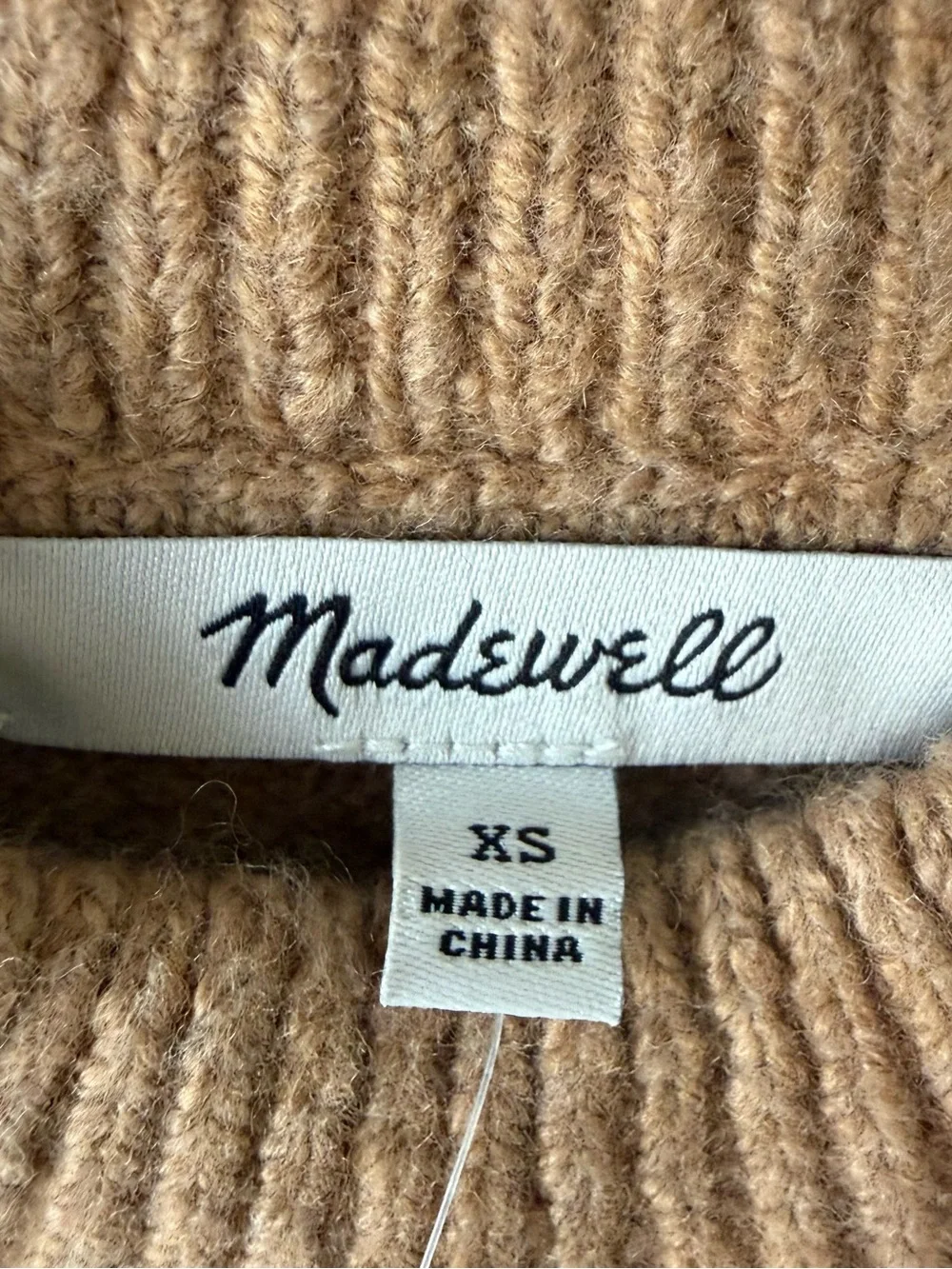 Madewell XS Cotton-Wool Sweater Mini Dress Heather Caramel Preppy Quiet Luxury